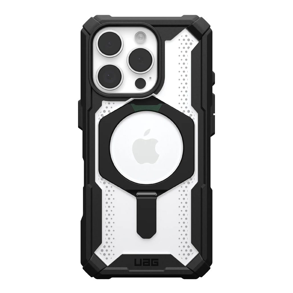 A Photo Of UAG Plasma XTE iPhone 16 Pro Case - Black/Clear | Durable, MagSafe-Compatible Case with Kickstand and 20 ft Drop Protection