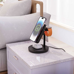 A Photo Of Porodo PD-PBFCH024-BK 5000mAh 4-In-1 MagSafe Power Bank Dock