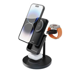 A Photo Of Porodo PD-PBFCH024-BK 5000mAh 4-In-1 MagSafe Power Bank Dock