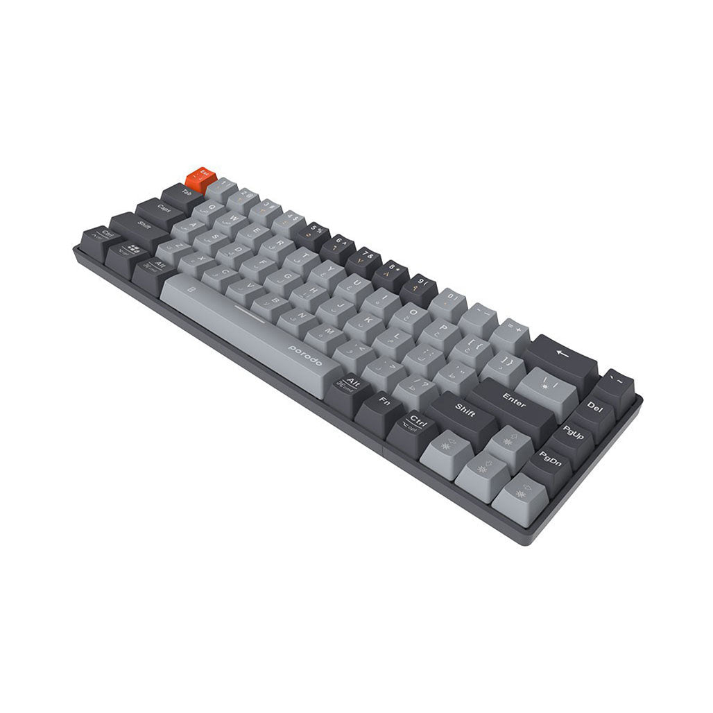 A Photo Of Porodo 68-Keys Wireless Mechanical Keyboard (English/Arabic) Ergonomic Stylish