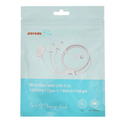 A Photo Of Porodo PB-AWLCC-WH All-in-one Cable USB-C to Lightning Type-C Watch Charger
