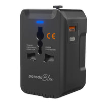Porodo Blue Dual Port Universal Charger - 20W PD & 18W QC - Black