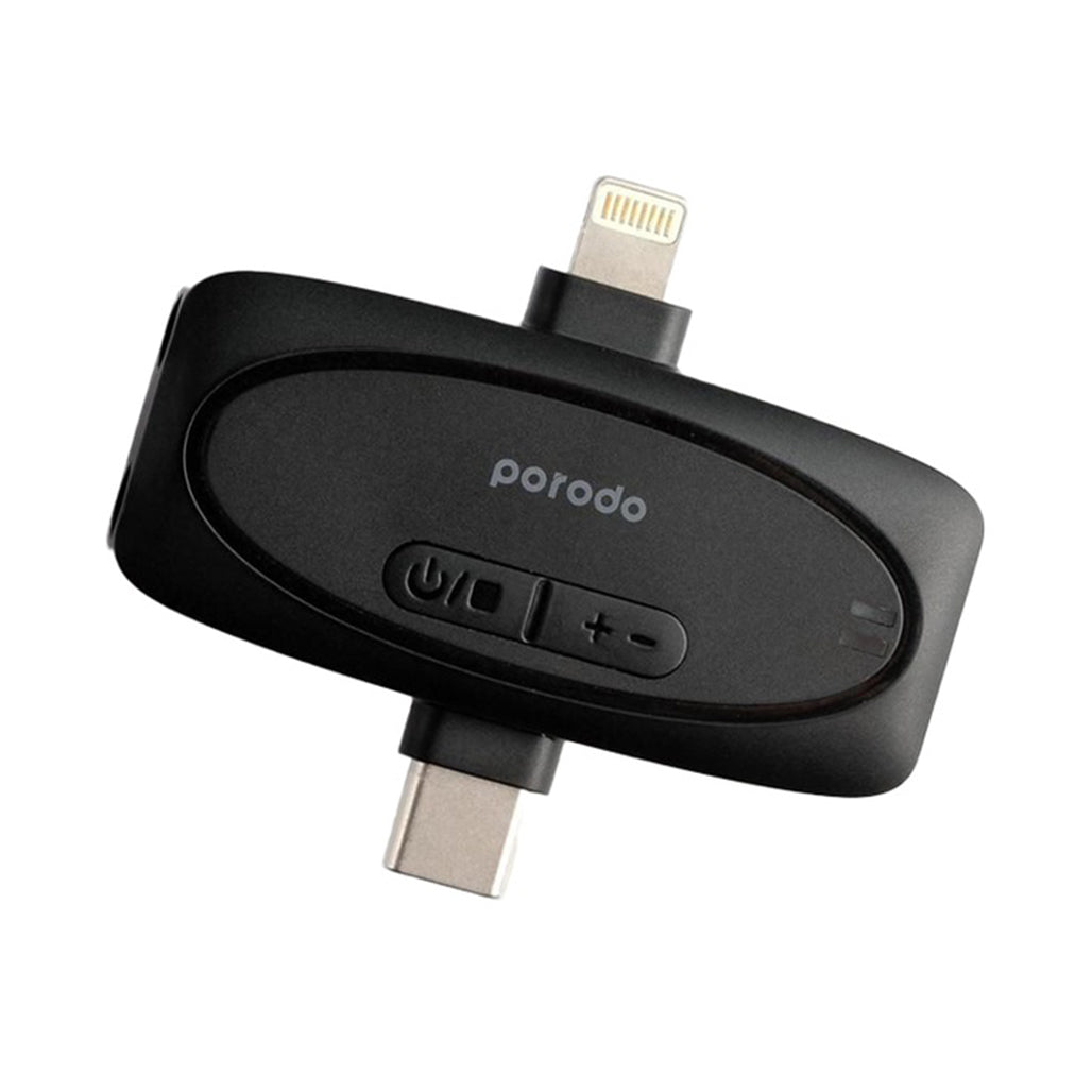 A Photo Of Porodo Dual Connector Lavalier Microphone Dual Mic - Black