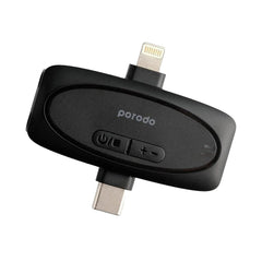 A Photo Of Porodo Dual Connector Lavalier Microphone Dual Mic - Black