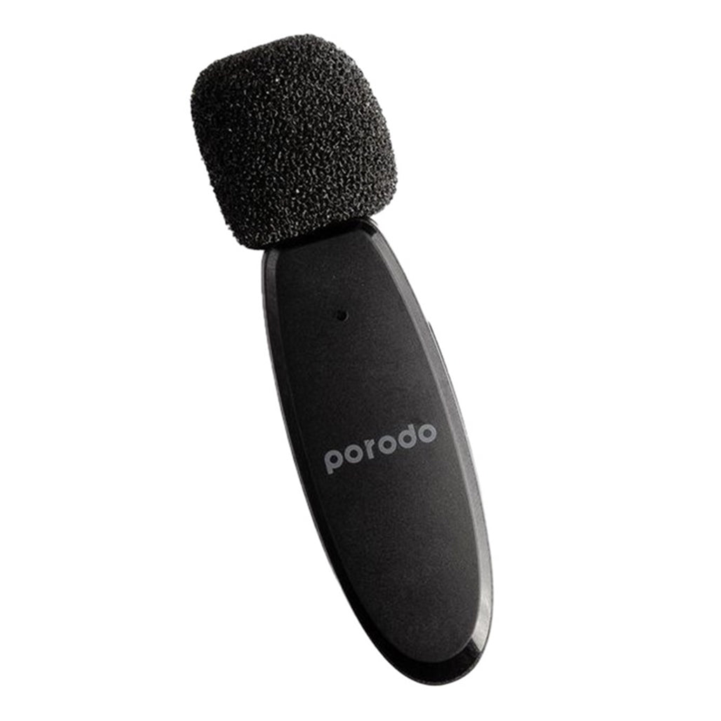A Photo Of Porodo Dual Connector Lavalier Microphone Dual Mic - Black