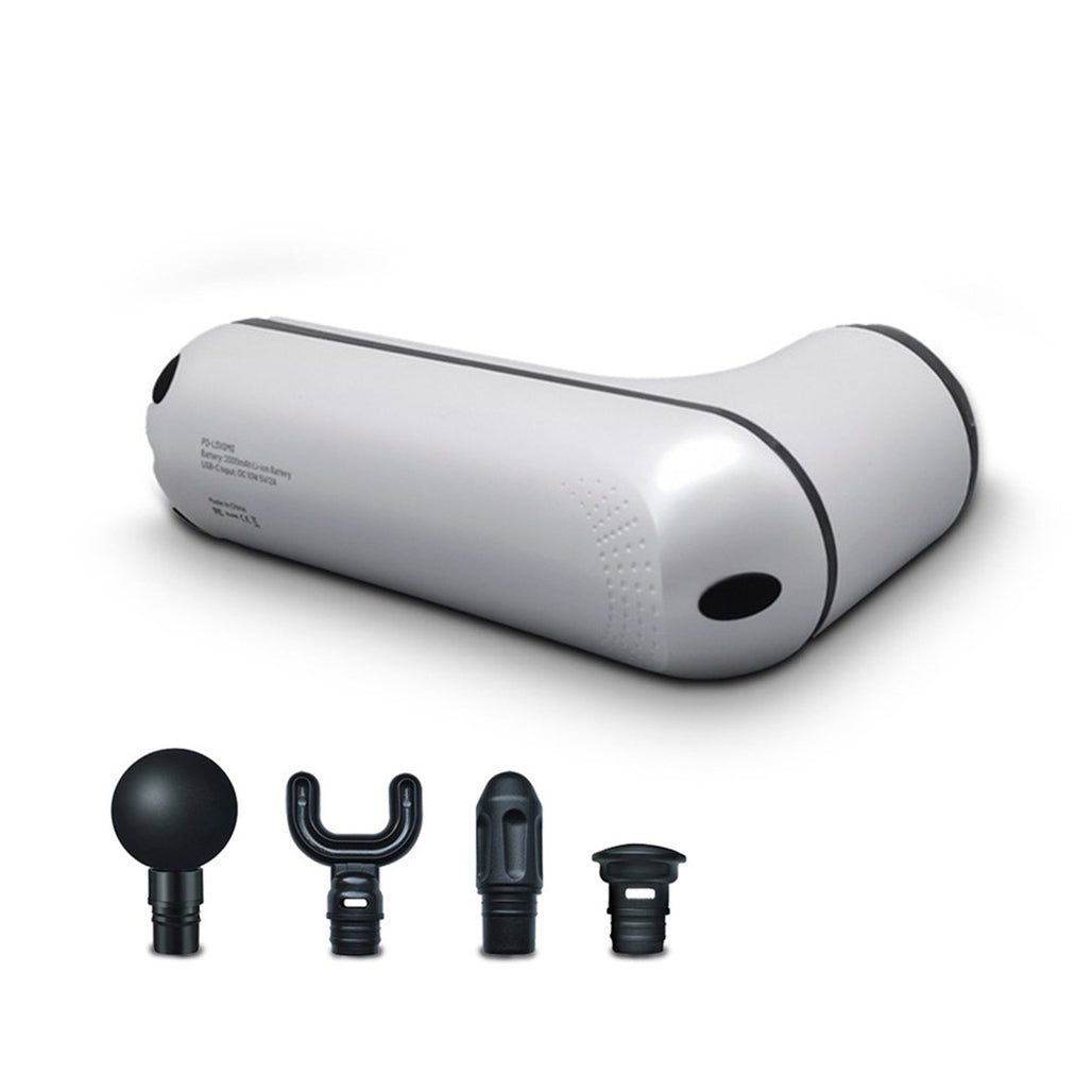 A Photo Of Porodo Lifestyle 12V Varying Speed Mini Massage Gun With USB-C Port 2000mAh - White