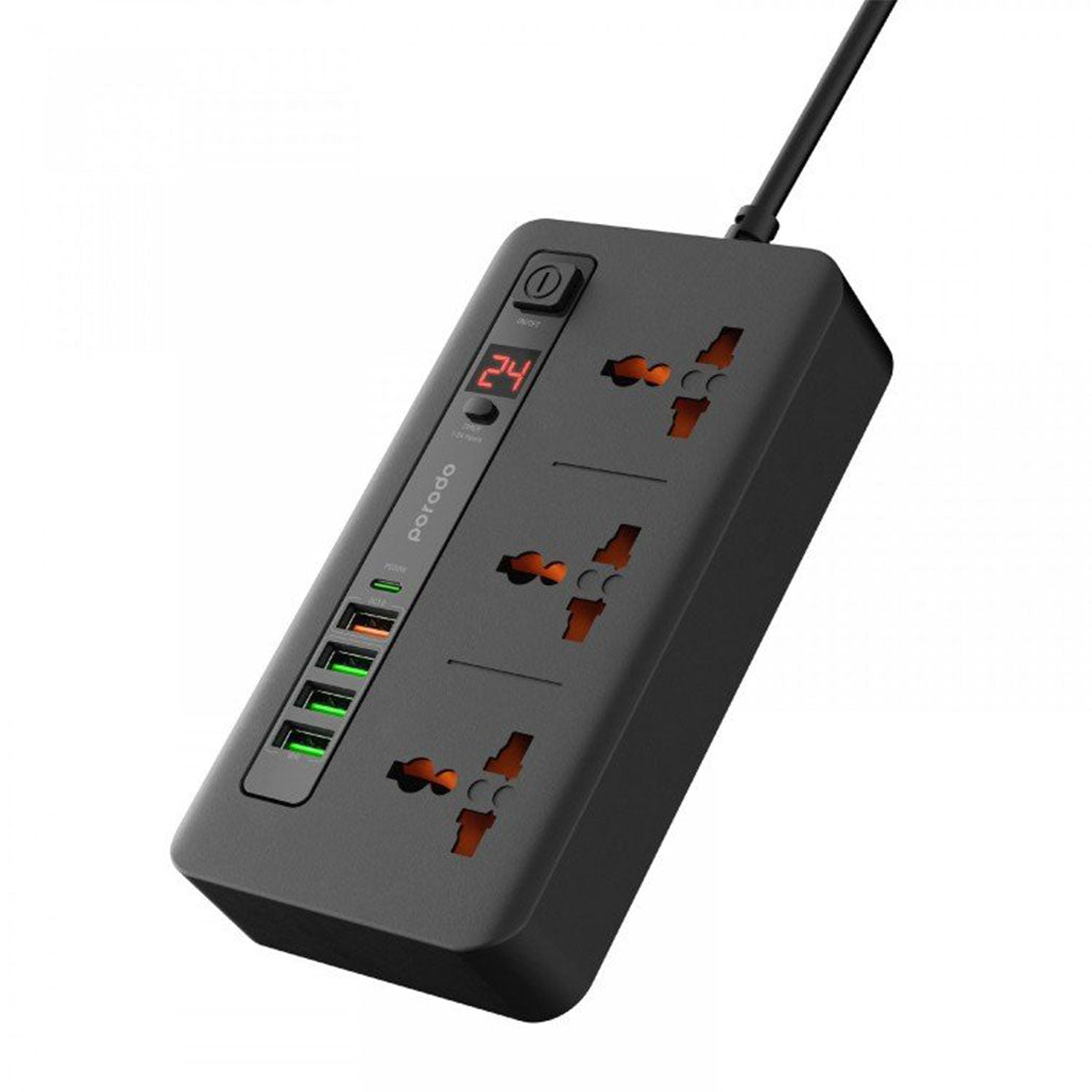 A Photo Of Porodo Multi-Port Power HUB 4 USB-A/USB-C Ultimate Home & Office Kit 2M