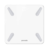 Porodo Smart Body Scale - 18 Health Metrics, Up to 180kg Capacity, Interactive iOS & Android App, Multiple User Profiles - PD-LSBSC-WH
