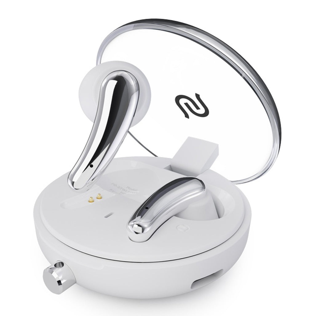 A Photo Of Porodo Soundtec Elegance in-ear TWS Earbuds - White | 13mm Driver, Bluetooth 5.3, 5H Playtime, Type-C Charging