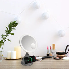 A Photo Of Porodo LED Makeup Mirror with Wireless Charging, Adjustable Lighting, and Bluetooth Speaker