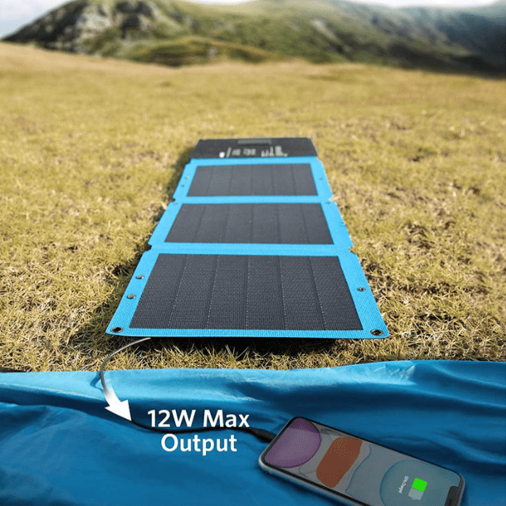 A Photo Of Anker PowerSolar 3-Port 24W Solar Charger – Ultra-Thin, Flexible & Fast USB Charging Panel for Mobile Devices