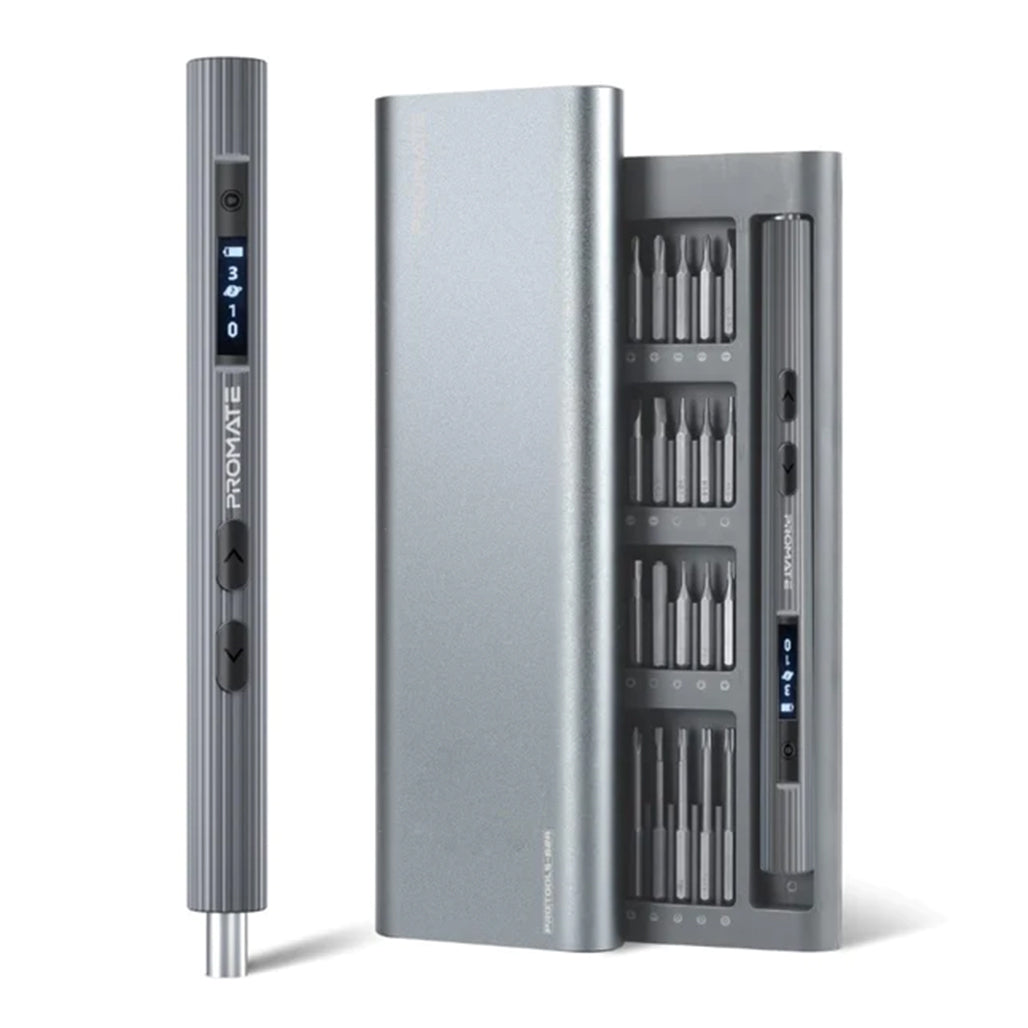 A Photo Of Promate ProTools-62A - 62-Piece Cordless Electric Screwdriver Kit with LED Light and High-Quality S2 Steel Bits