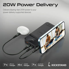 A Photo Of Promate AuraTorq-20 Ultra Slim 15W Wireless Charging Power Bank | 20W PD & QC3.0 Fast Charger