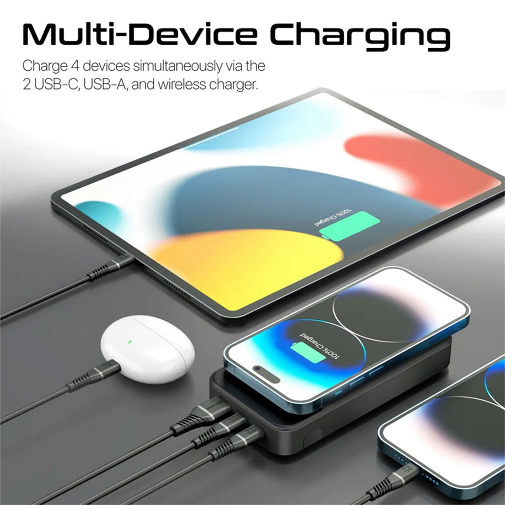 A Photo Of Promate AuraTorq-20 Ultra Slim 15W Wireless Charging Power Bank | 20W PD & QC3.0 Fast Charger