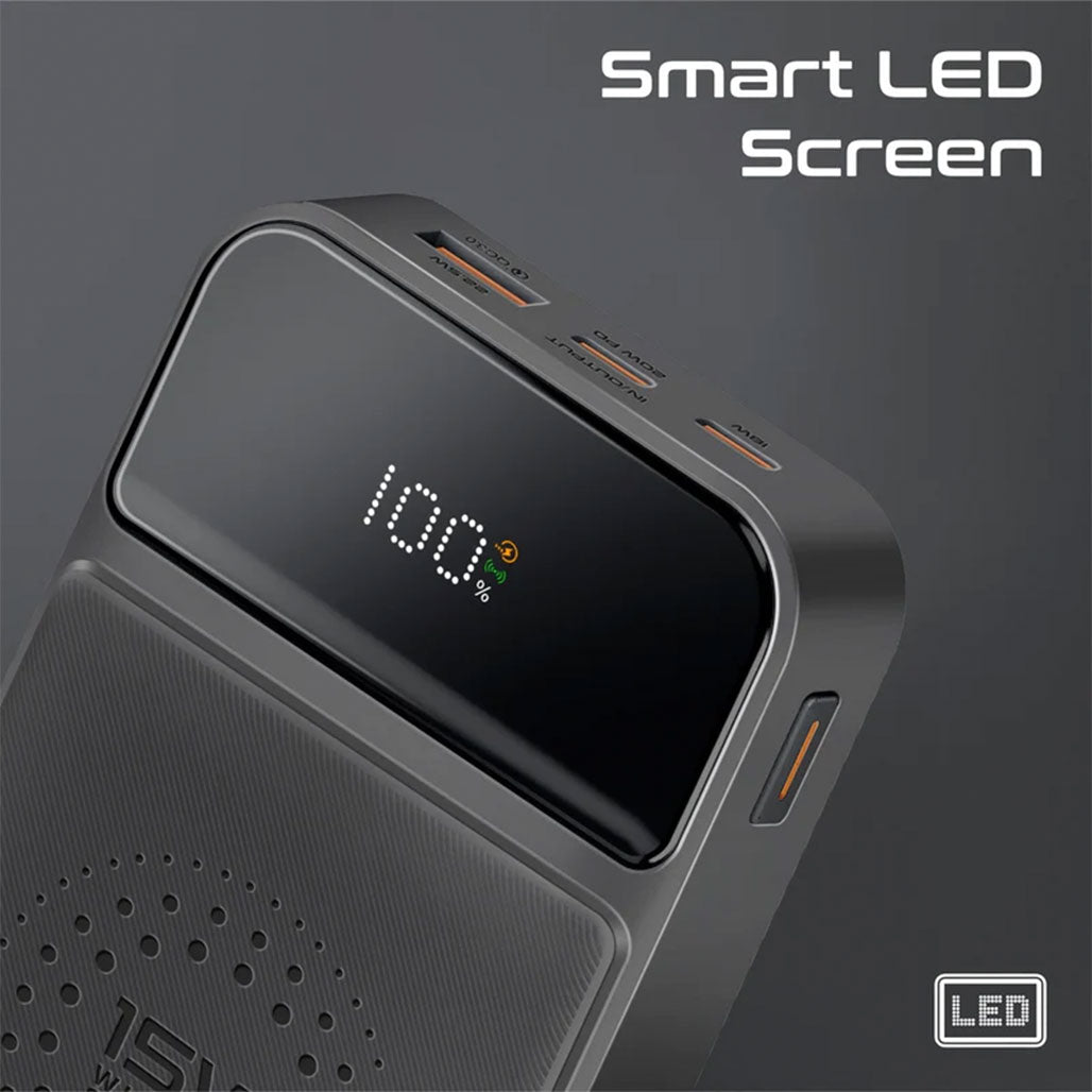 A Photo Of Promate AuraTorq-20 Ultra Slim 15W Wireless Charging Power Bank | 20W PD & QC3.0 Fast Charger