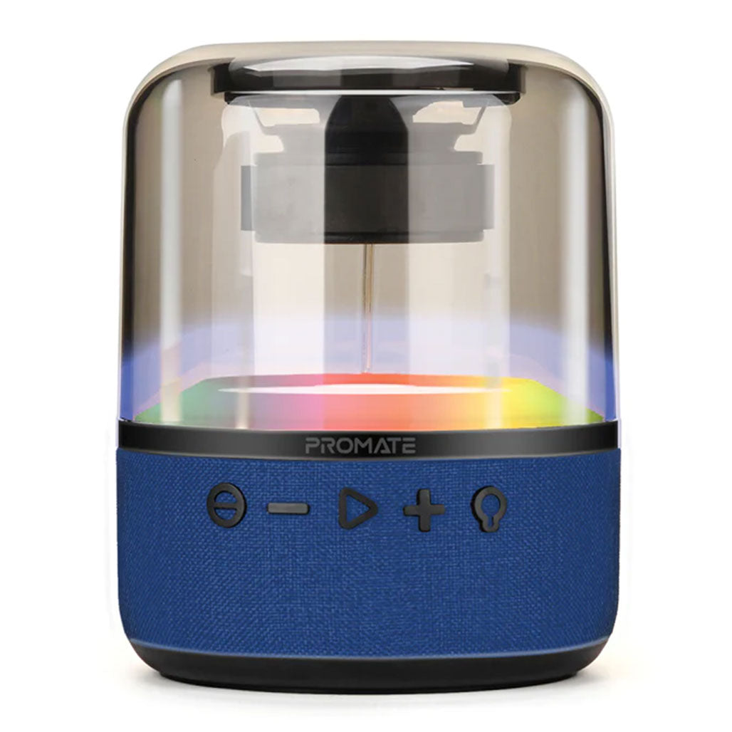 A Photo Of Promate Glitz-L HD LumiSound 360° Surround Sound Speaker - Blue | Wireless Bluetooth Speaker with LED Light Show