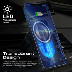 A Photo Of Promate LucidMount-15 15W MagSafe Transparent Car Wireless Charger | High-Speed Charging with Cradleless Design