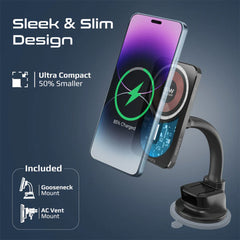 A Photo Of Promate LucidMount-15 15W MagSafe Transparent Car Wireless Charger | High-Speed Charging with Cradleless Design
