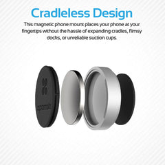 A Photo Of Promate MagMini Magnetic Phone Mount with Quick-Snap Technology – Cradleless Dashboard Mount for Smartphones and Tablets