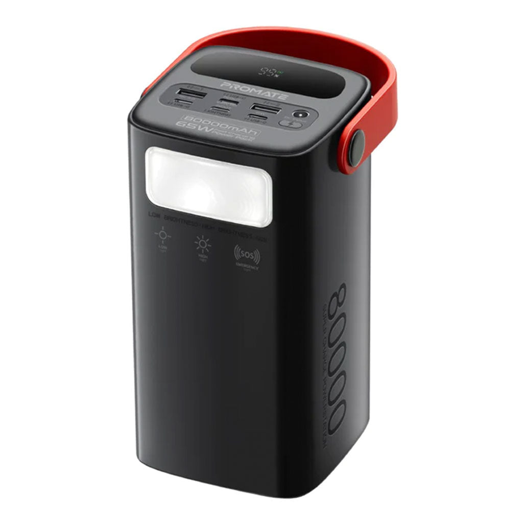 A Photo Of Promate PowerMine-80 - 80000mAh High-Capacity 65W Fast-Charging Power Pack with LED Light