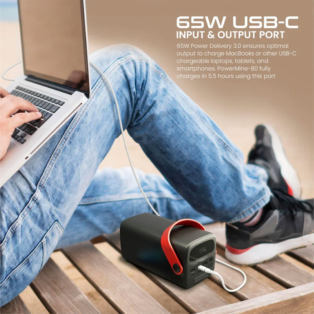 A Photo Of Promate PowerMine-80 - 80000mAh High-Capacity 65W Fast-Charging Power Pack with LED Light