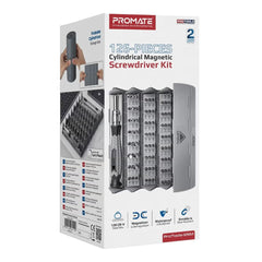 A Photo Of Promate ProTools-126M - 126-Piece Cylindrical Magnetic Screwdriver Kit with Foldable Storage