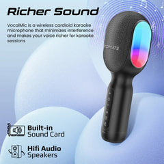 A Photo Of Promate VocalMic 5-in-1 Wireless Karaoke Microphone & Speaker | Bluetooth 5.0, RGB Lighting, TWS Duet Mode