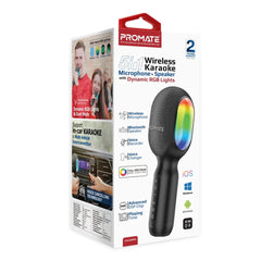 A Photo Of Promate VocalMic 5-in-1 Wireless Karaoke Microphone & Speaker | Bluetooth 5.0, RGB Lighting, TWS Duet Mode