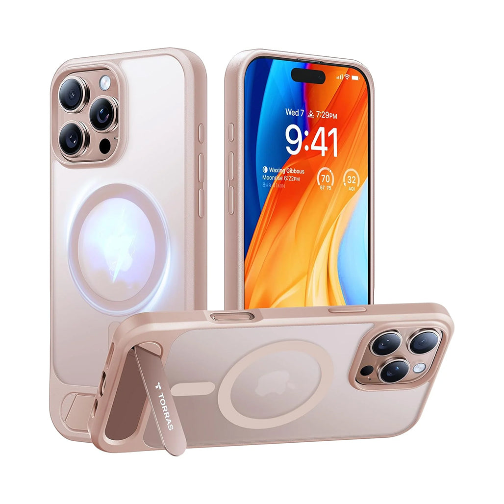 A Photo Of Torras Pstand MagSafe Case for iPhone 16 Pro | Slim, Durable, and Magnetic Case with Adjustable Stand
