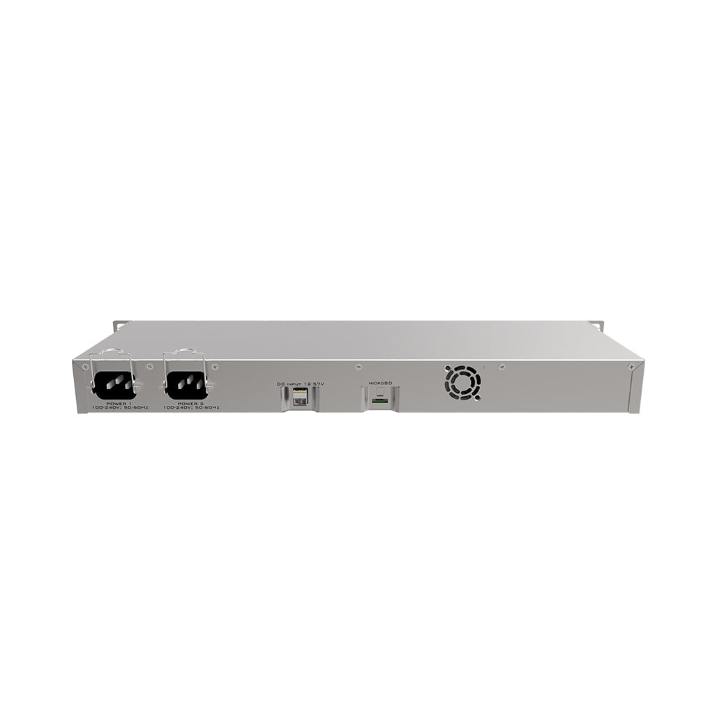 A Photo Of Mikrotik RB1100x4 1U Rackmount Router with 13 Gigabit Ethernet Ports and IPsec Hardware Acceleration