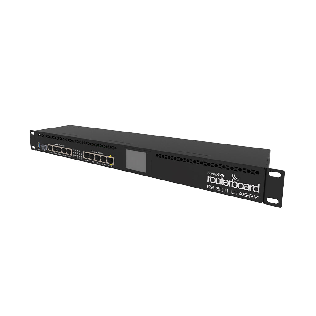 A Photo Of Mikrotik RB3011UiAS-RM 1U Rackmount Router with 10 Gigabit Ethernet Ports and USB 3.0