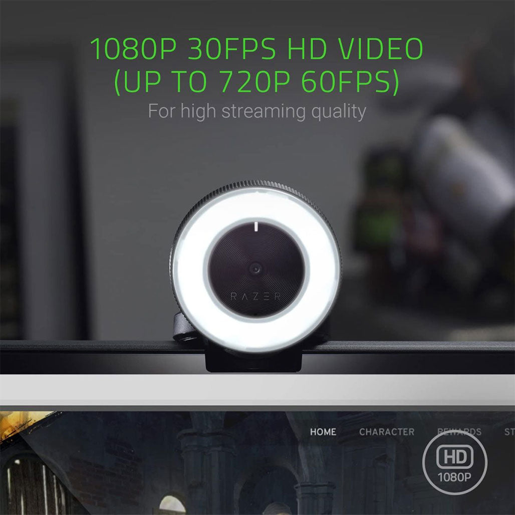A Photo Of Razer Kiyo Streaming Webcam - 1080p 30 FPS / 720p 60 FPS with Built-in Lighting