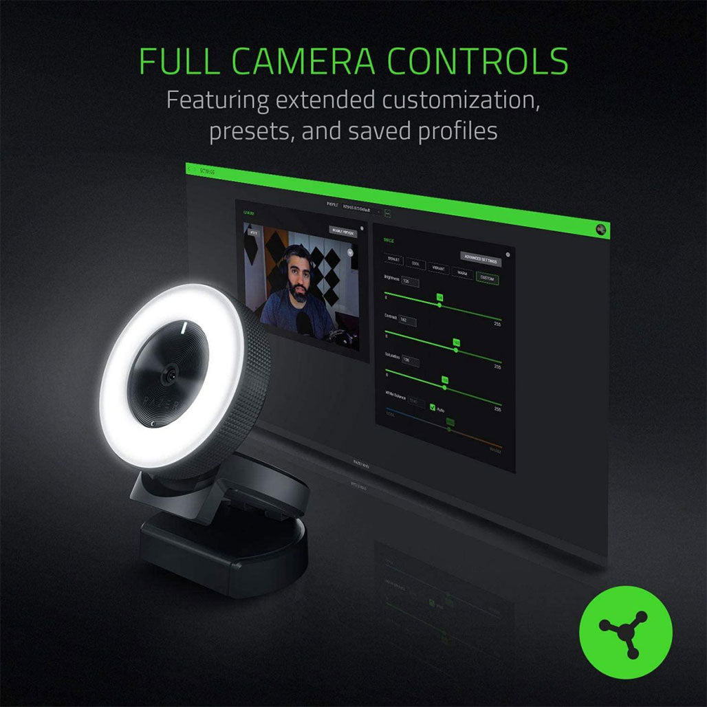 A Photo Of Razer Kiyo Streaming Webcam - 1080p 30 FPS / 720p 60 FPS with Built-in Lighting