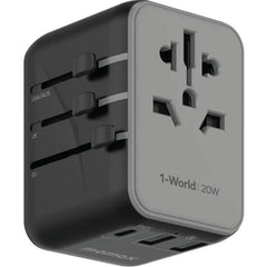 A Photo Of Momax 1-World 20W 3 Ports AC Travel Adapter - Versatile Charging for 150+ Countries