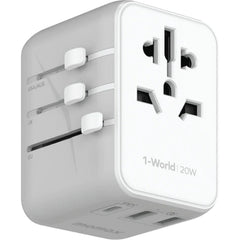 A Photo Of Momax 1-World 20W 3 Ports AC Travel Adapter - Versatile Charging for 150+ Countries