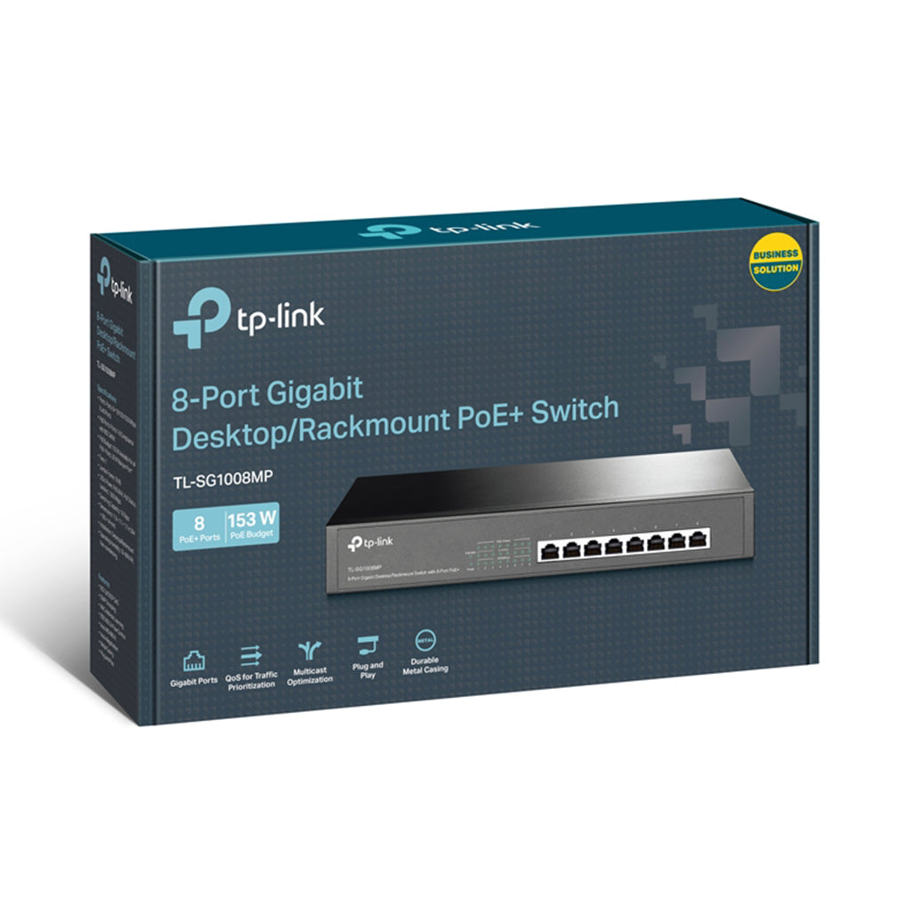 A Photo Of TP-Link SG1008MP 8-Port Gigabit Desktop/Rackmount Switch with 8-Port PoE+ | High-Power, Energy-Efficient Network Expansion