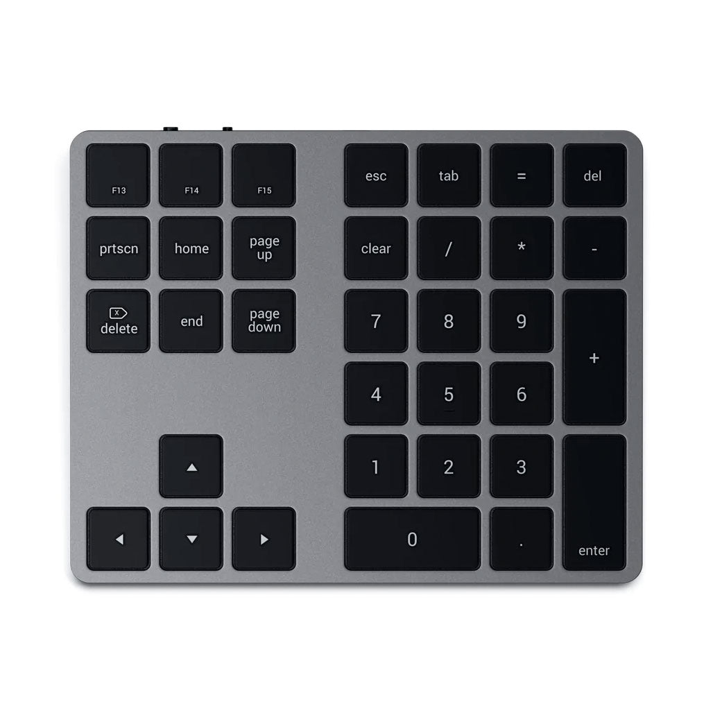 A Photo Of Satechi Wireless Extended Keypad - Space Grey | ST-XLABKM – Bluetooth Number Pad with MacOS Shortcut Keys