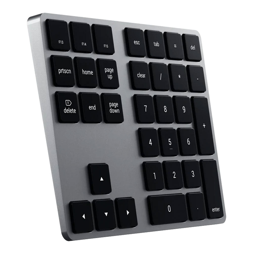 A Photo Of Satechi Wireless Extended Keypad - Space Grey | ST-XLABKM – Bluetooth Number Pad with MacOS Shortcut Keys