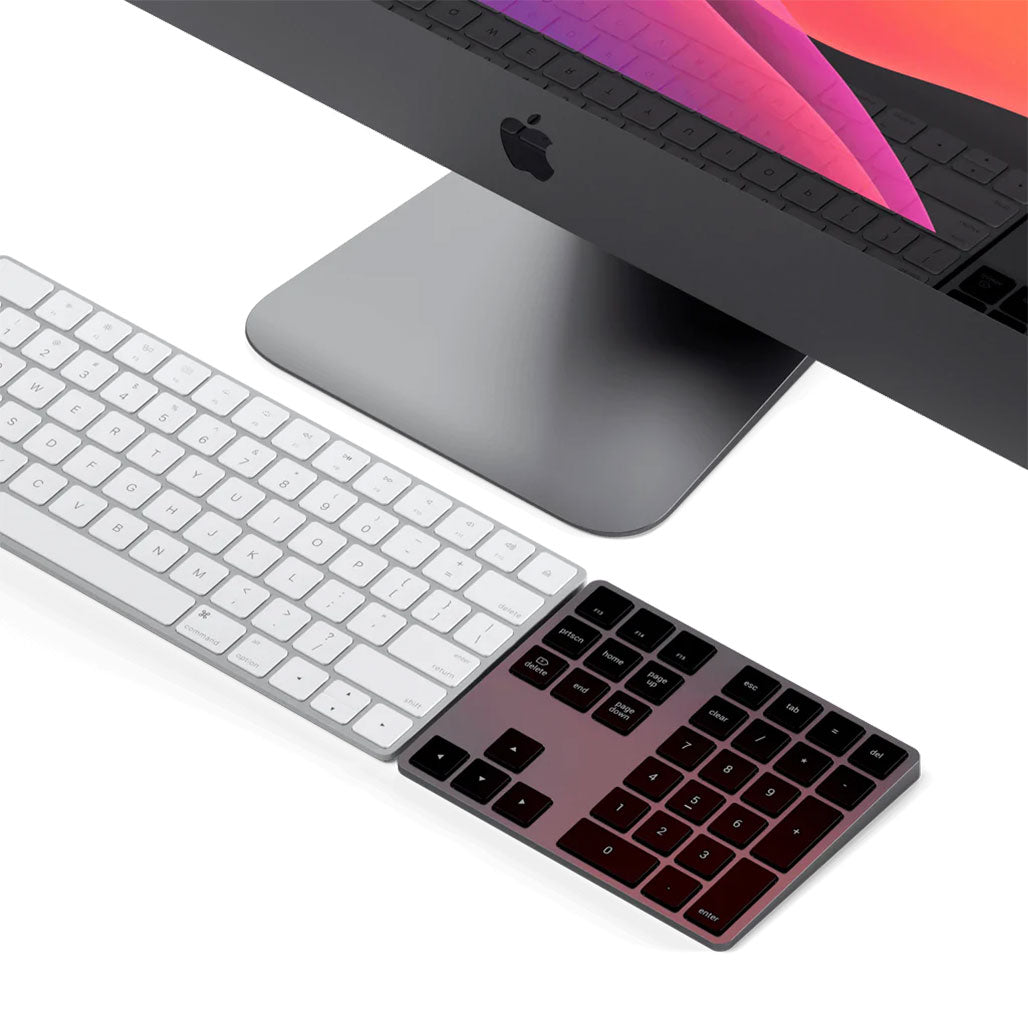 A Photo Of Satechi Wireless Extended Keypad - Space Grey | ST-XLABKM – Bluetooth Number Pad with MacOS Shortcut Keys