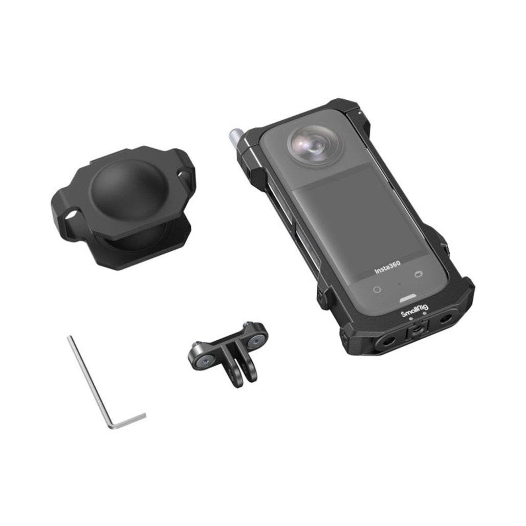 A Photo Of SmallRig Frame for Insta360 X3 | 4088B | Protective Frame with Cold Shoes, Folding Fingers, and Silicone Lens Cap