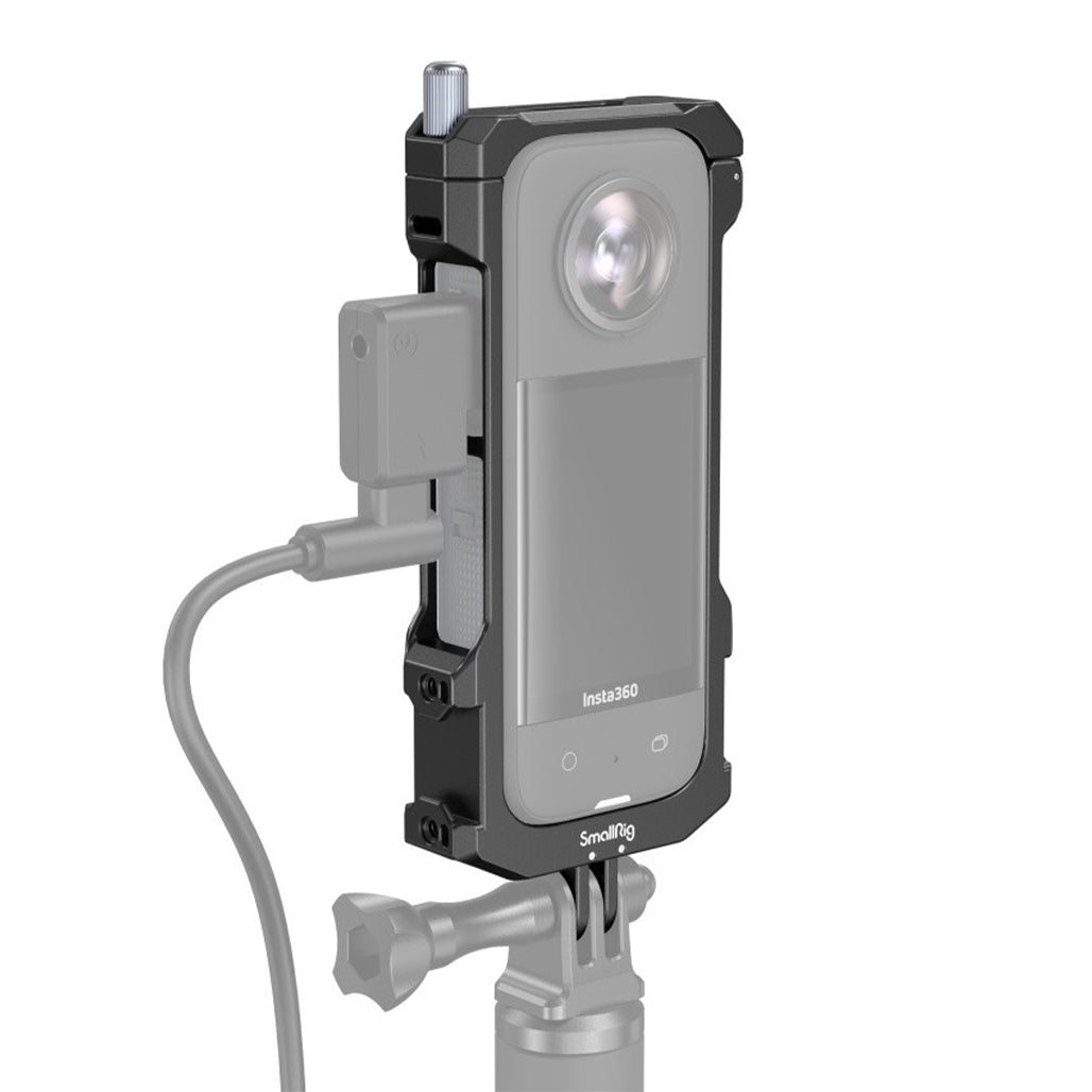 A Photo Of SmallRig Frame for Insta360 X3 | 4088B | Protective Frame with Cold Shoes, Folding Fingers, and Silicone Lens Cap