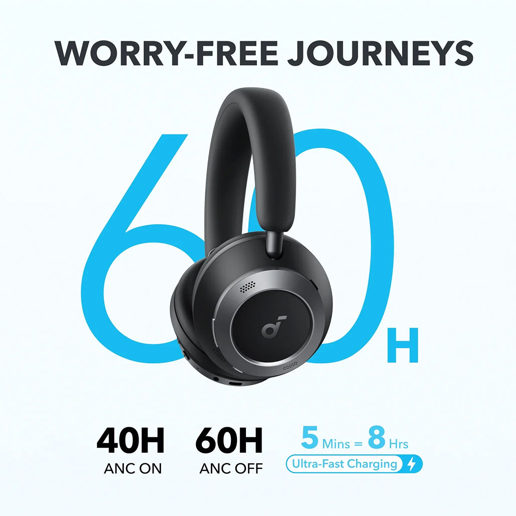 A Photo Of Anker Soundcore Space One Pro Over-Ear Headphones with Travel Case – Foldable, Noise Cancelling, Hi-Res Audio, and Long Battery Life