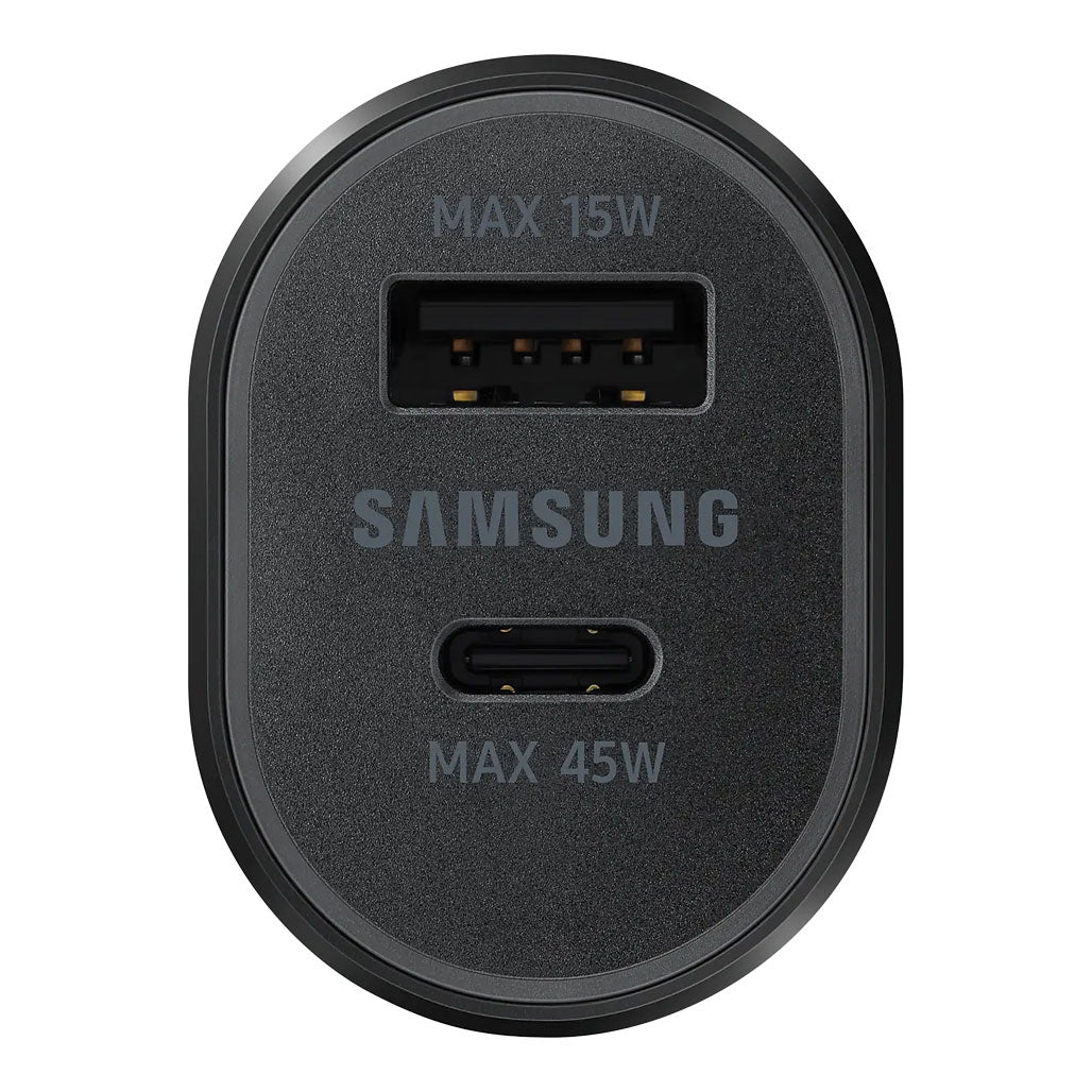 A Photo Of Samsung Super Fast Dual Car Charger (45W+15W) | EP-L5300XBEGWW | USB-C and USB-A Ports