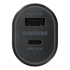 A Photo Of Samsung Super Fast Dual Car Charger (45W+15W) | EP-L5300XBEGWW | USB-C and USB-A Ports