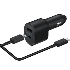 A Photo Of Samsung Super Fast Dual Car Charger (45W+15W) | EP-L5300XBEGWW | USB-C and USB-A Ports