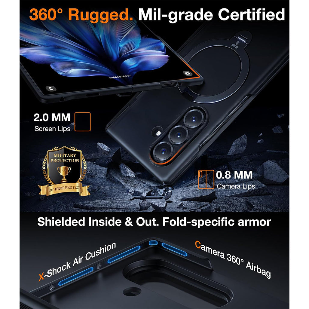 A Photo Of TORRAS Ostand Spin Magnetic Case for Samsung Z Fold 7 - Includes 2 Screen Protectors
