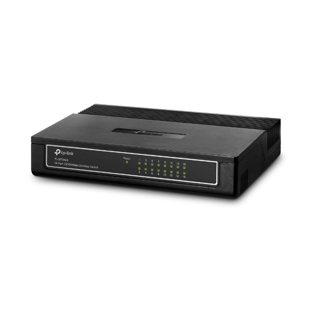 A Photo Of TP-Link 16-Port Fast Ethernet Switch TL-SF1016D - Energy-Efficient and Eco-Friendly Network Switch