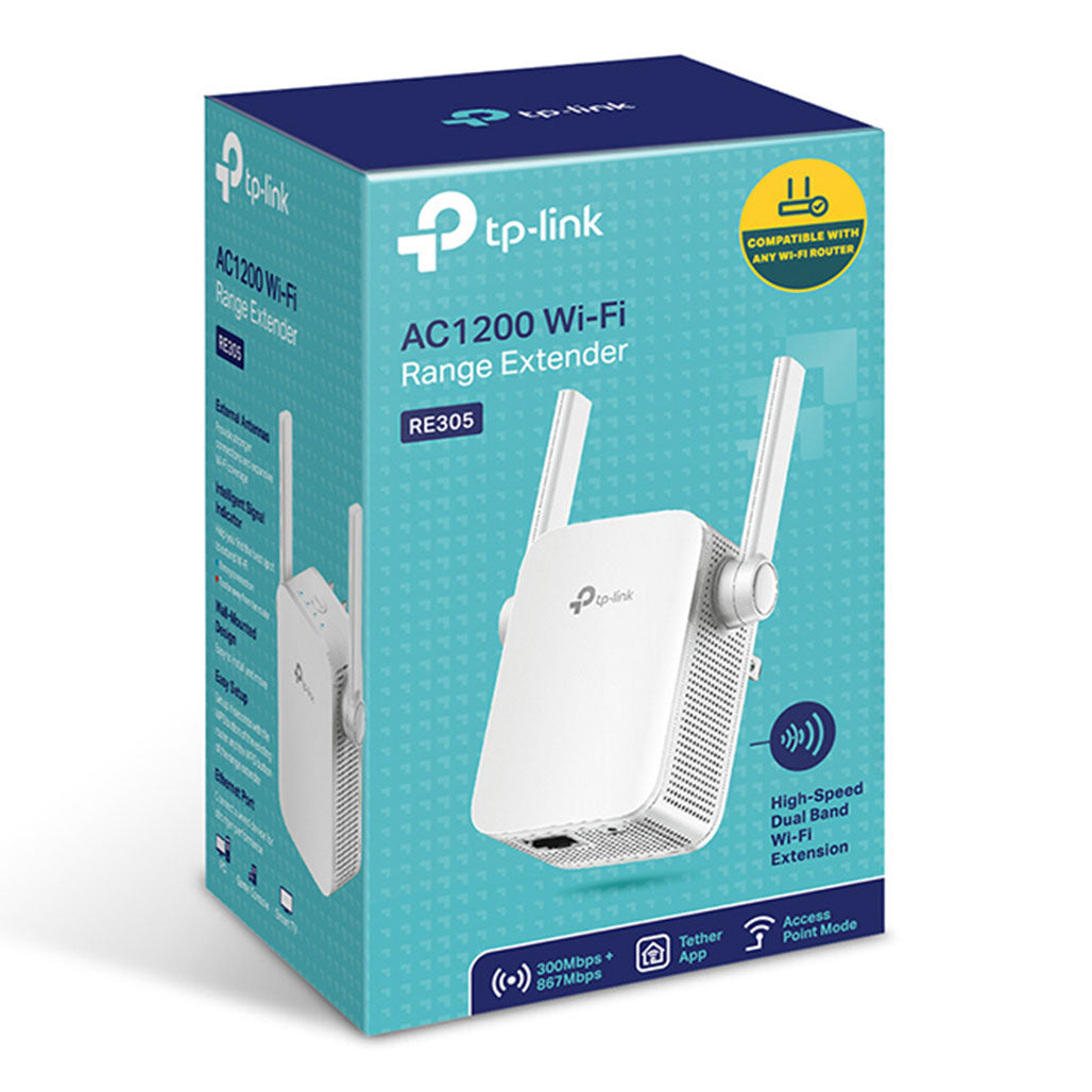 A Photo Of TP-Link RE305 AC1200 Wi-Fi Range Extender | Dual-Band Coverage Up to 1.2Gbps, Intelligent Signal Light, Ethernet Port