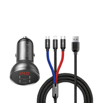 Baseus Car Charger Dual USB 4.8A 24W with 3-in-1 Cable 1m - TZCCBX-0G