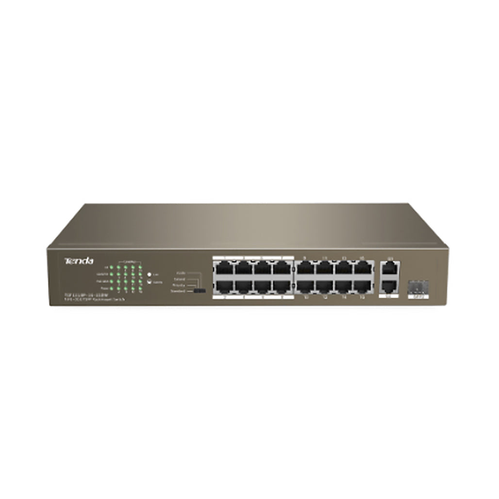 A Photo Of Tenda TEF1118P-16-150W 18-Port Smart PoE Switch – 16 PoE Ports + 2 Gigabit Uplinks + SFP